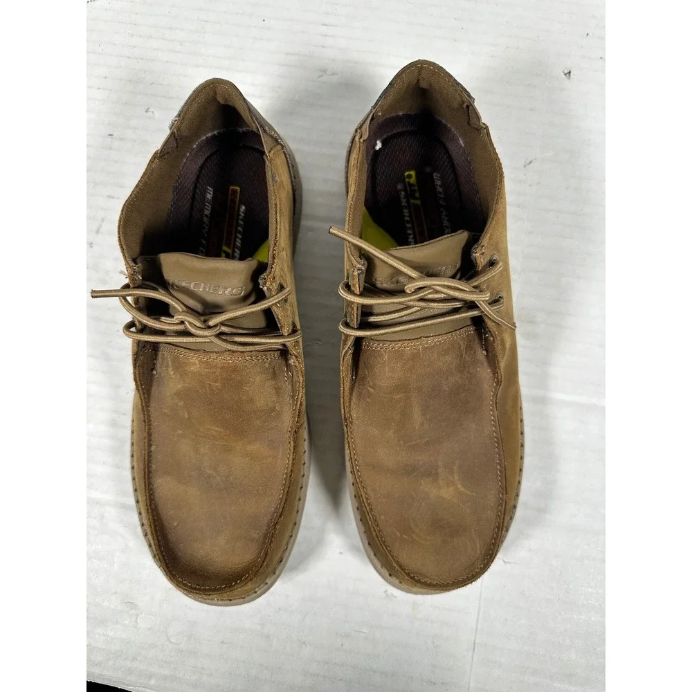 Skechers‎ Mens Relaxed Fit Memory Foam Leather Moc Toe Shoes Brown 210107 Size 8